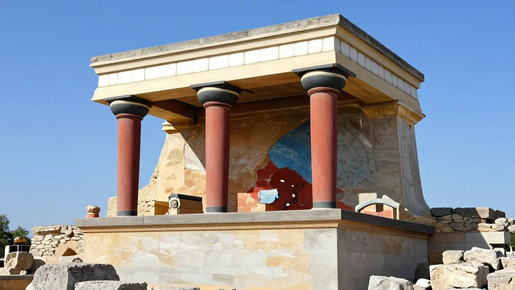 Les colonnes rouges du palais minoen de Knossos