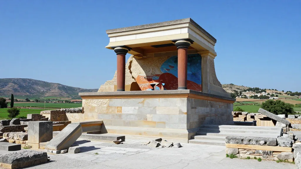 Les ruines du palais minoen de Phaistos face à la plaine